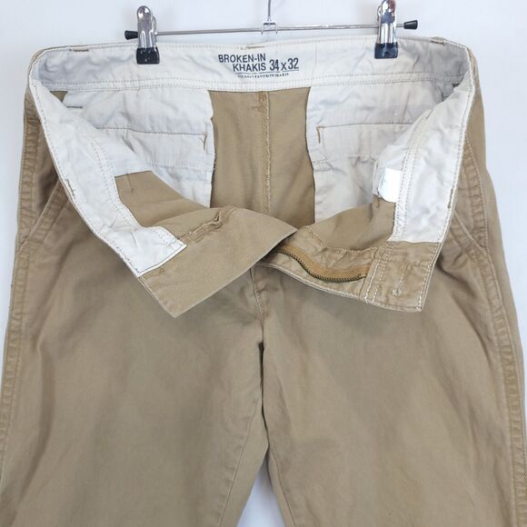 Old Navy Broken-In Khakis Men 34 X 29 (32) Straight Tan Chino Everyday Pants - Picture 9 of 11